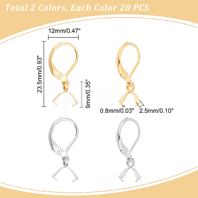 Unicraftale 40Pcs 2 Colors 304 Stainless Steel Leverback Earring Findings with Pendant Bails STAS-UN0038-64-1