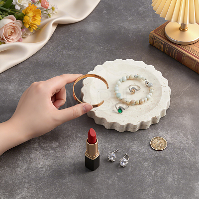 Natural Marble Jewely Display Trays for Necklaces Bracelets Earrings Rings AJEW-WH0880-75B-1