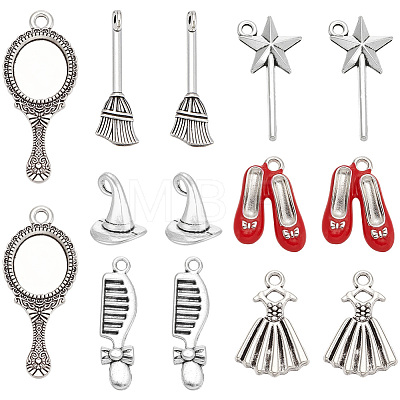 70Pcs 7 Styles Magic Girl Theme Alloy Pendants TIBEP-SC0003-65-1