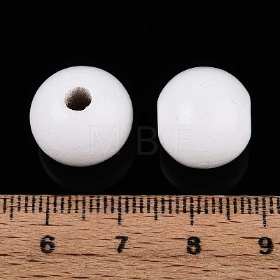 Spray Painted Round Natural Schima Wood Beads WOOD-A018-14mm-30-1