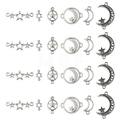  36Pcs 6 Styles Tibetan Style Zinc Alloy Connector Charms FIND-TA0002-96-1