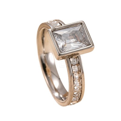 304 Stainless Steel & Crystal Rhinestone Finger Rings WGDB806-02-1