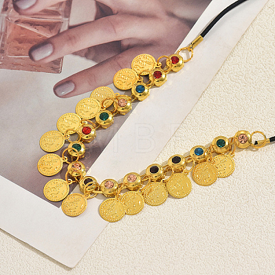 Middle Eastern Metal Rhinestone with Coin Pendant Tassel Headpiece for Women TK3586-1