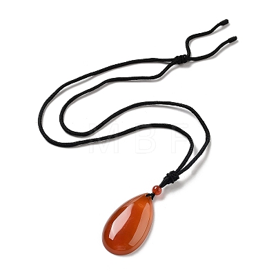 Natural Carnelian Pendant Necklace with Nylon Cord for Women NJEW-L464-A04-1