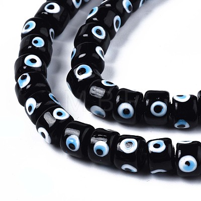 Handmade Evil Eye Lampwork Beads Strands LAMP-WH0006-05A-1