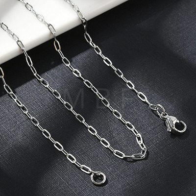 Non-Tarnish 304 Stainless Steel Paperclip Chain Necklace with Lobster Claw Clasps for Men Women X-NJEW-H205-03P-01-1
