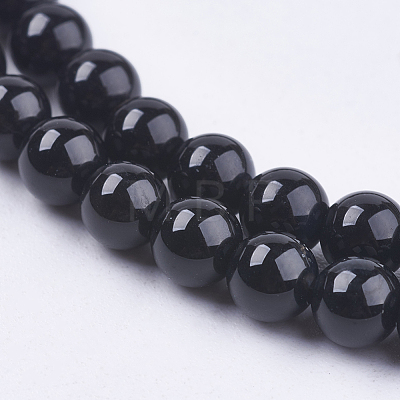Natural Black Onyx Beads Strands X-G-H1567-4MM-1