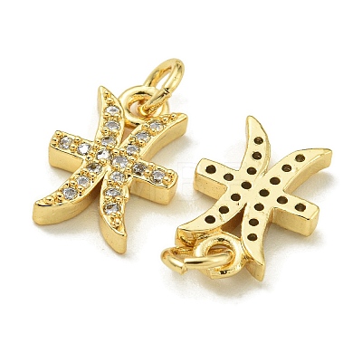 Rack Plating Brass Micro Pave Cubic Zirconia Pendants KK-K386-02K-G-1