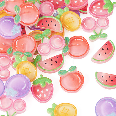 36Pcs 6 Styles Fruit Theme Transparent Resin Cabochons RESI-TADJ0001-27-1