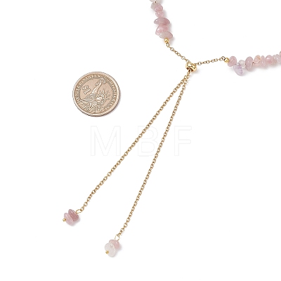 Adjustable Natural Rose Quartz Chip Beaded Necklaces NJEW-JN05932-1