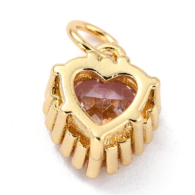 Real 18K Gold Plated Brass Inlaid Cubic Zirconia Charms ZIRC-L100-074G-08-1