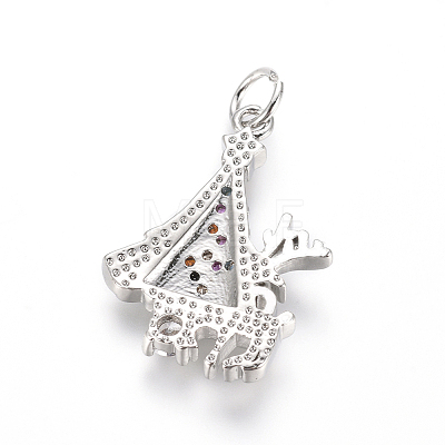 Brass Micro Pave Cubic Zirconia Pendants ZIRC-L085-15P-1