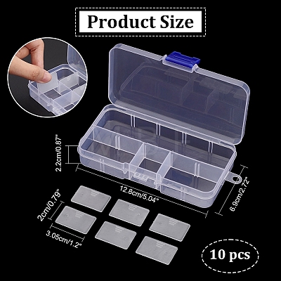 10 Grids Plastic Bead Storage Containers CON-WH0086-053A-1