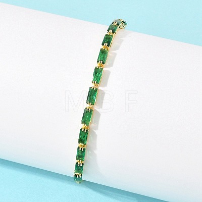 Rectangle Brass Micro Pave Cubic Zirconia Slider Bracelets KK-A305-02G-04-1