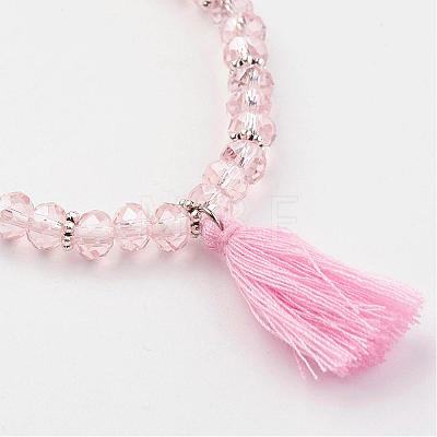 Glass Beads Stretch Charm Bracelets BJEW-JB03089-1