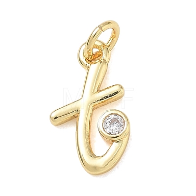 Brass Micro Pave Clear Cubic Zirconia Charms KK-D289-66G-T-1