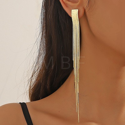 Brass Chains Tassel Earrings EJEW-P236-01G-1