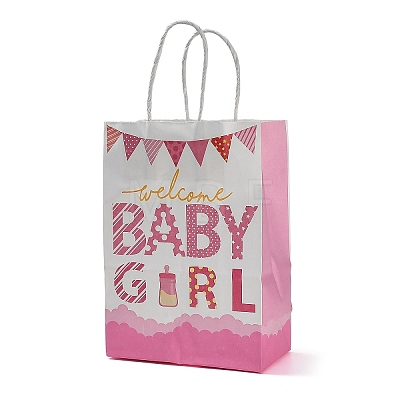 Baby Girl Shower Printed Paper Gift Bags with Handles CARB-F014-01B-1