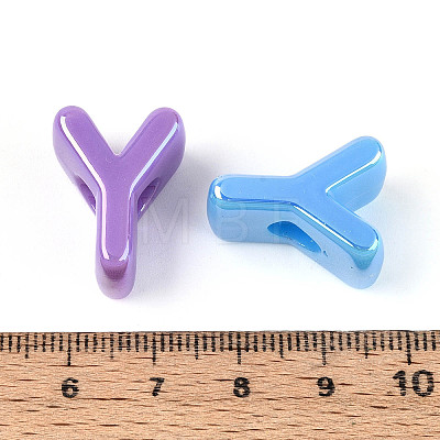 UV Plating Opaque Acrylic European Beads OACR-M027-03Y-1