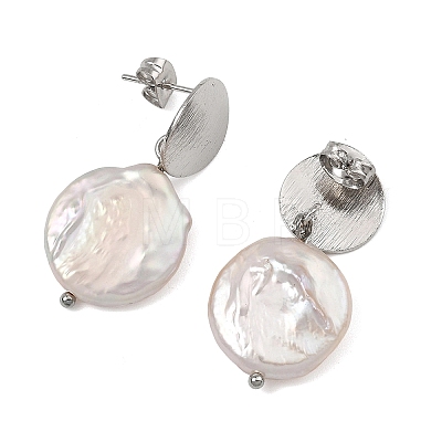 Natural Keshi Pearl Stud Dangle Earrings EJEW-JE07133-02-1