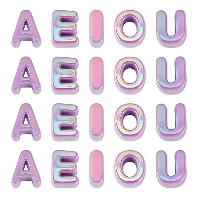 50Pcs 5 Styles UV Plating Opaque Acrylic Beads PACR-TA0001-31G-1