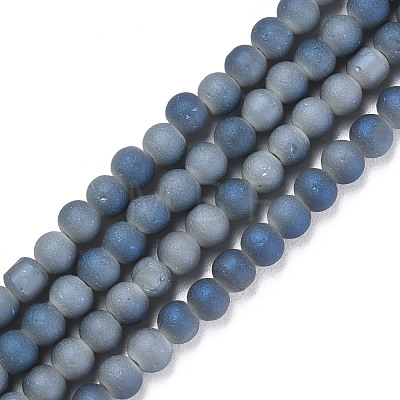 Electroplate Frosted Glass Beads Strands EGLA-N006-036-1