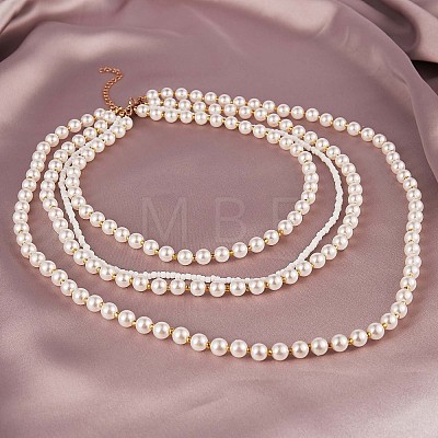 Shell Pearl Beaded Multi Layered Necklace JN1042A-1