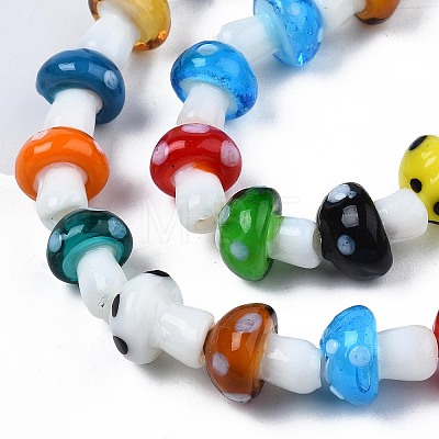 Mushroom Handmade Lampwork Beads Strands LAMP-R116-03A-1