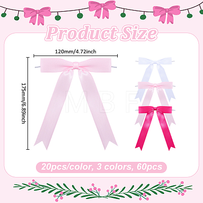 60Pcs 3 Colors Polyester Packaging Ribbon Bows AJEW-ME0003-03-1