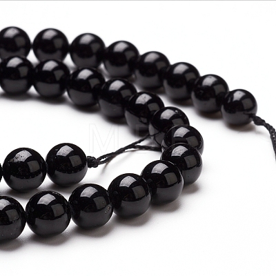 Natural Black Tourmaline Beads Strands G-L554-02-6mm-1