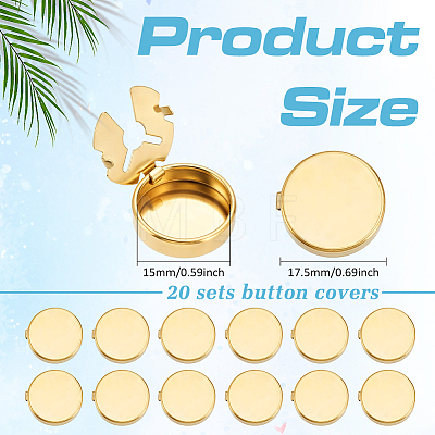 20Pcs Flat Round Brass Button Covers Settings BUTT-ME0001-48D-1