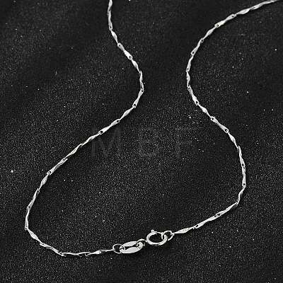 925 Sterling Silver Twisted Bar Link Chain Necklaces NJEW-H056-01B-P-1