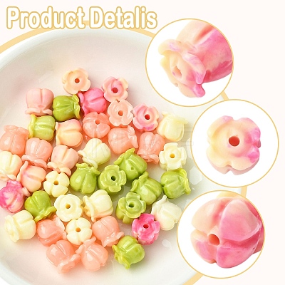 40Pcs 4 Styles Synthetic Coral Dyed Beads CORA-YW0001-04-1