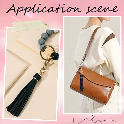 1Pc PU Leather Tassel Keychains KEYC-CL0001-51B-1