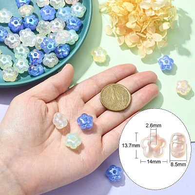 50Pcs UV Plating Rainbow Iridescent Acrylic Beads PACR-CJ0001-27-1