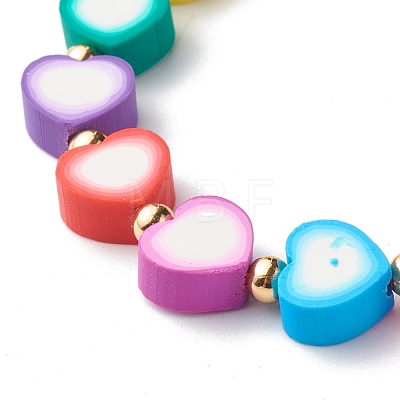 Handmade Polymer Clay Heart Beads Stretch Bracelets BJEW-JB06560-02-1