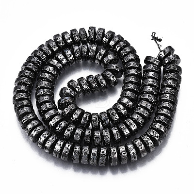 Electroplated Natural Lava Rock Beads Strands G-T114-67-1