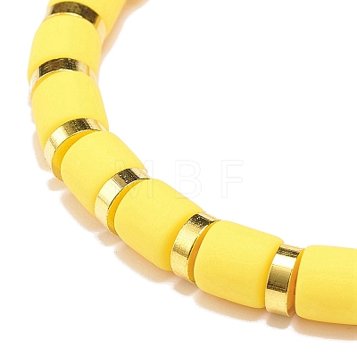 7Pcs 7 Colors Column Polymer Clay Stretch Beaded Bracelets BJEW-JB08764-1