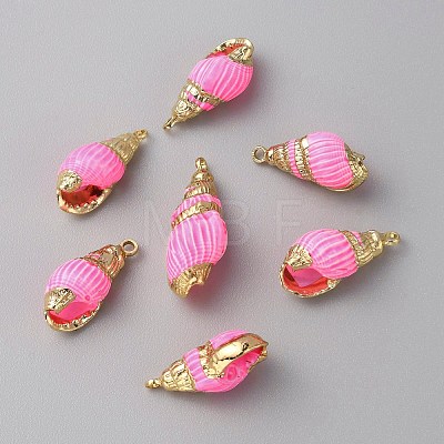 Natural Shell Dyed Pendants SHEL-WH0002-10B-1