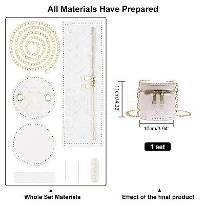 DIY Rhombus Pattern Cylinder Small Crossbody PU Leather Bag Making Kits DIY-WH0292-74B-1