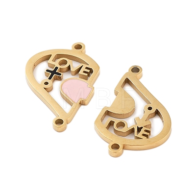 Valentine's Day Ion Plating(IP) 304 Stainless Steel Enamel Girll Boy Connector Charms STAS-Z078-15G-1