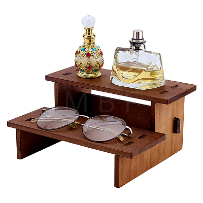 2-Tier Pine Wood Display Riser Stands for Cosmetic DJEW-WH0816-004A-1