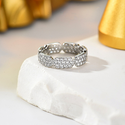 Brass Micro Pave Cubic Zirconia Finger Rings for Women SB1498-6-1