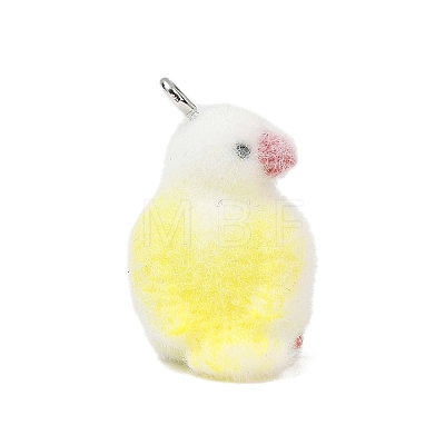 Animal Theme Flocky Opaque Resin Pendants RESI-H042-01P-01-1