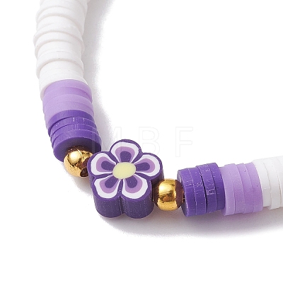 Flower Handmade Polymer Clay Stretch Bracelets BJEW-JB10071-1