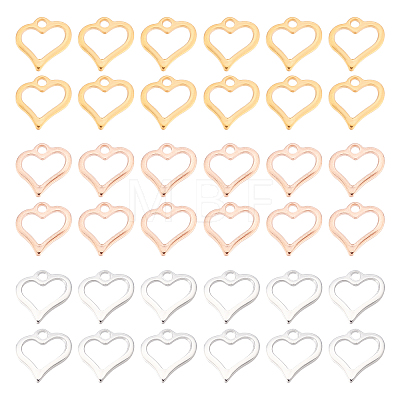 60Pcs 3 Colors 304 Stainless Steel Open Heart Charms STAS-DC0007-60-1