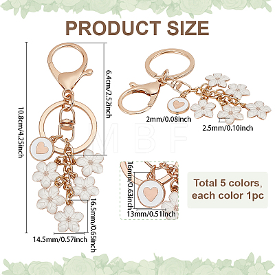 5Pcs Alloy Enamel Keychain KEYC-PH01550-1