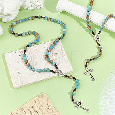 2Pcs 10MM Round Acrylic Rosary Bead Necklaces NJEW-UN0001-93-1