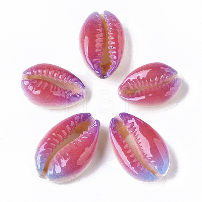 Printed Natural Cowrie Shell Beads X-SSHEL-R047-01-A03-1