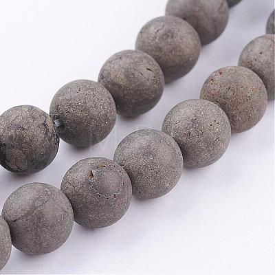 Natural Pyrite Beads Strands G-P303-03-8mm-16-1